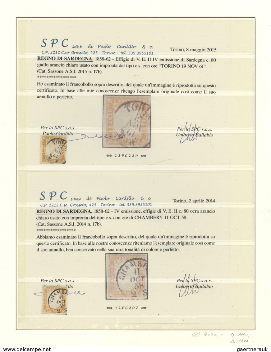 Italien - Altitalienische Staaten: Sardinien: 1858/1861, 4th Issue 80c. And 3lire, Specialised Assor - Sardinien