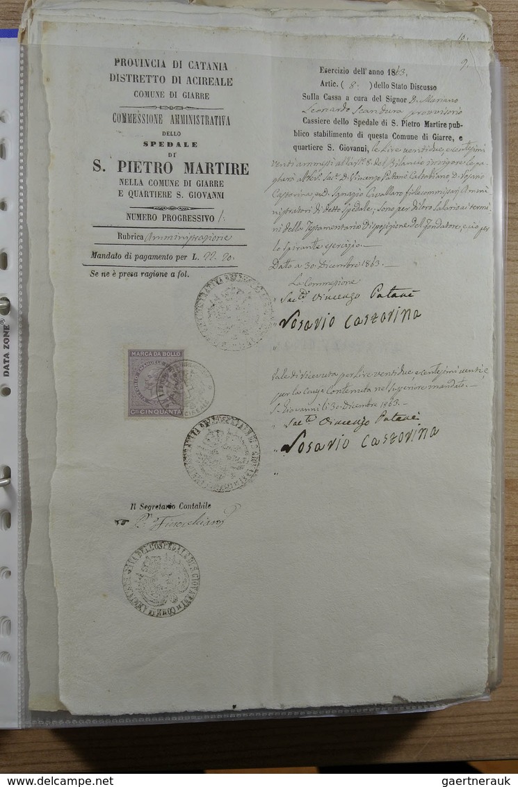 Italien: Two ordners with ca. 300 old covers and documents of Italy, including pre-philately, nice f