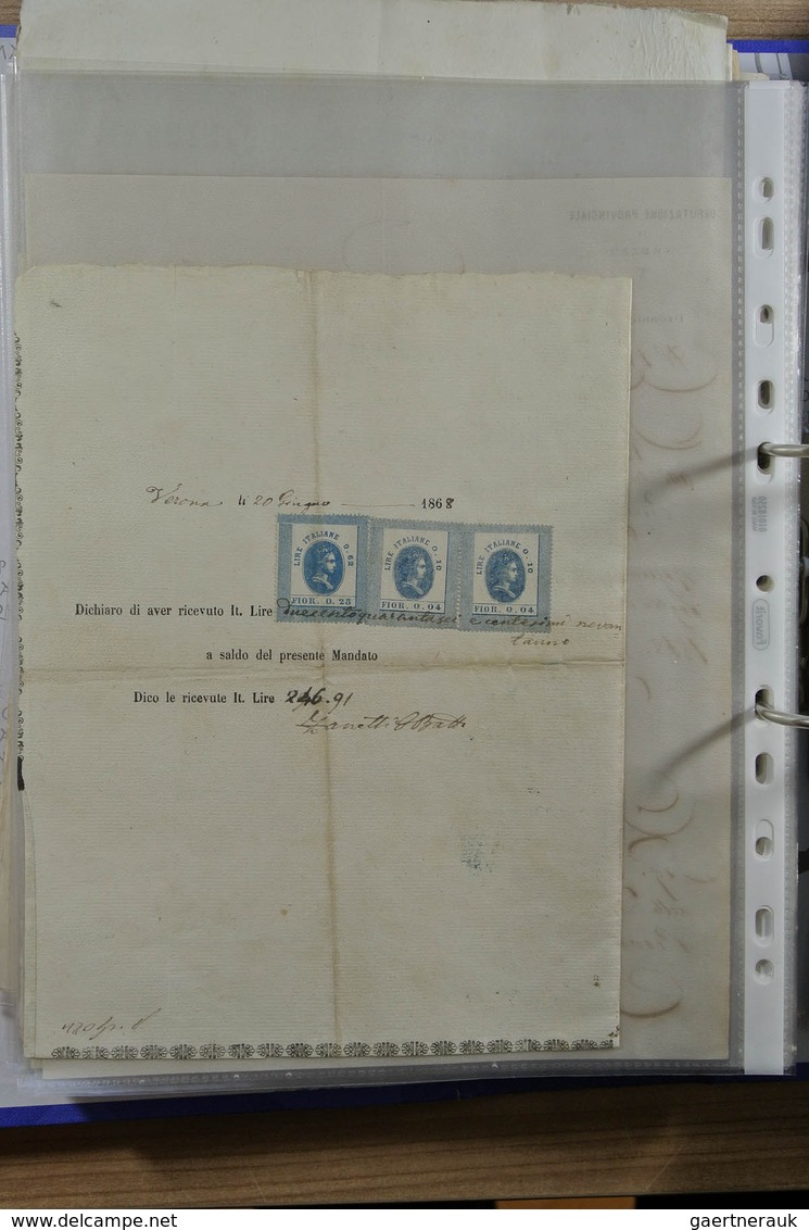 Italien: Two ordners with ca. 300 old covers and documents of Italy, including pre-philately, nice f