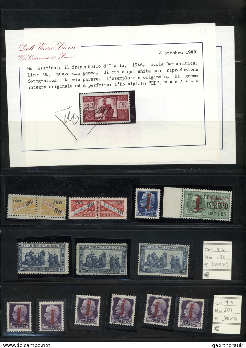 Italien: 1850/1960 (ca.), Italy/area, mainly mint accumulation/stock in a binder, well sorted from s
