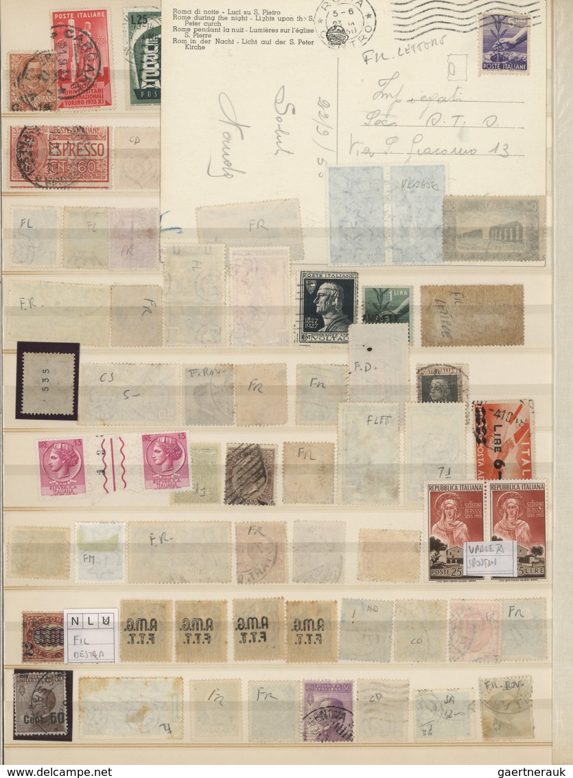 Italien: 1860/1960 (ca.), Italy (mainly) And Some Area, Specialised Assortment Of Apprx. 1.800 Stamp - Sammlungen