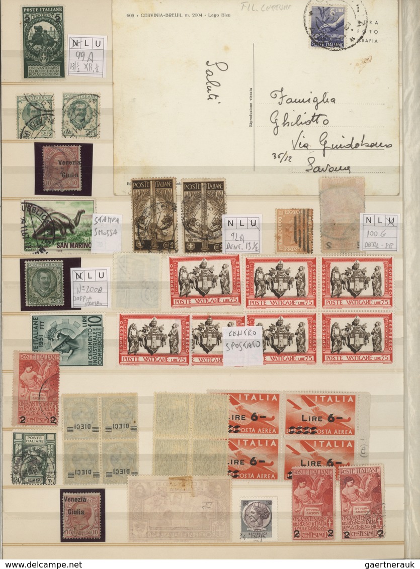 Italien: 1860/1960 (ca.), Italy (mainly) And Some Area, Specialised Assortment Of Apprx. 1.800 Stamp - Sammlungen