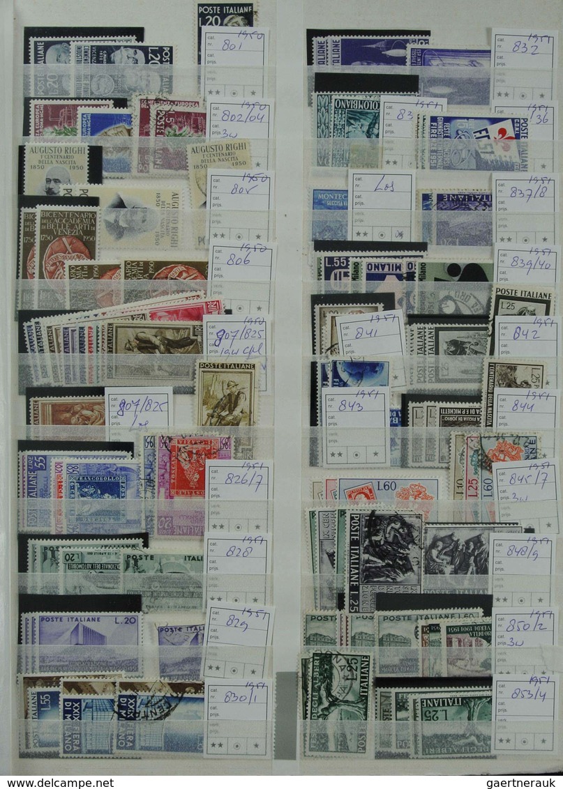Italien: 1860-1998: Very Extensive, MNH, Mint Hinged And Used Stock Italy 1860-1998 In 2 Stockbooks. - Sammlungen