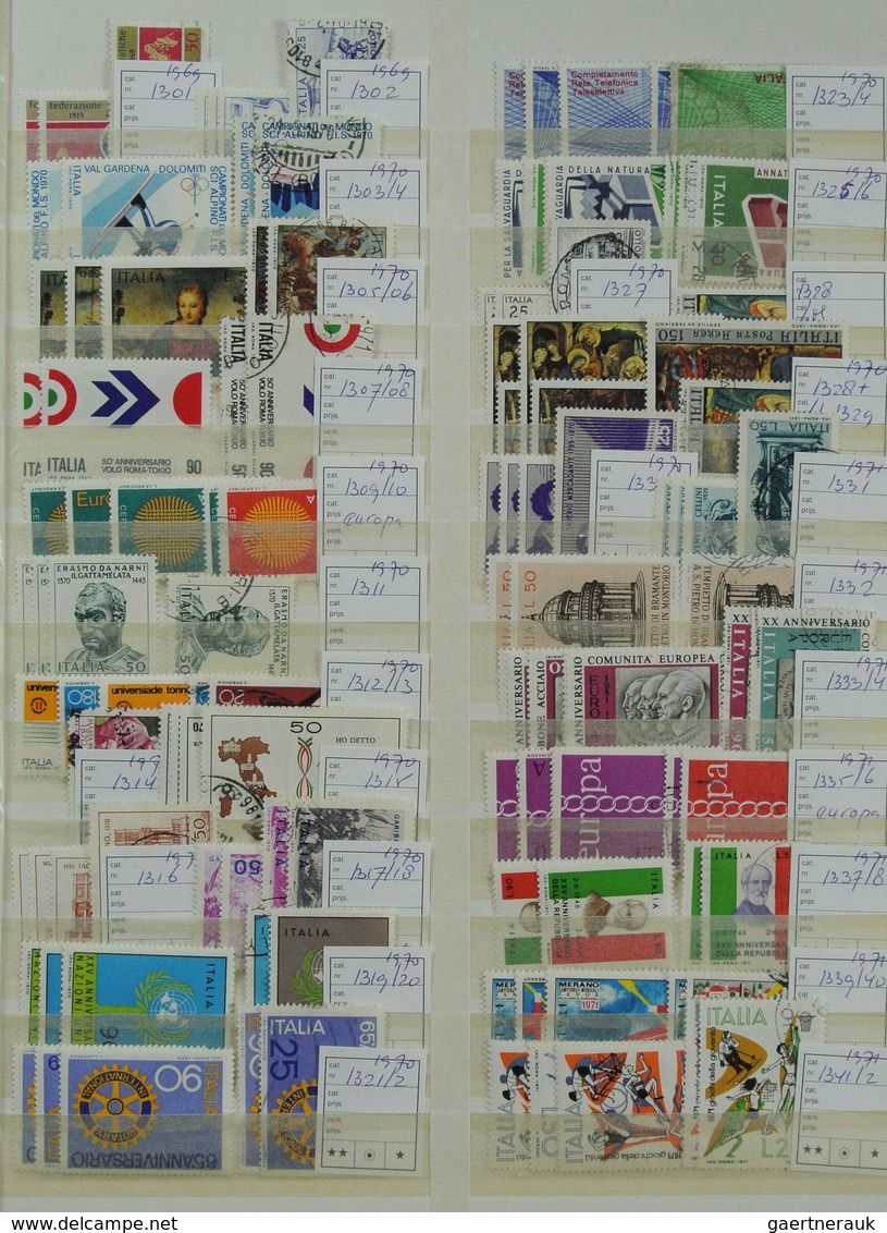 Italien: 1860-1998: Very extensive, MNH, mint hinged and used stock Italy 1860-1998 in 2 stockbooks.