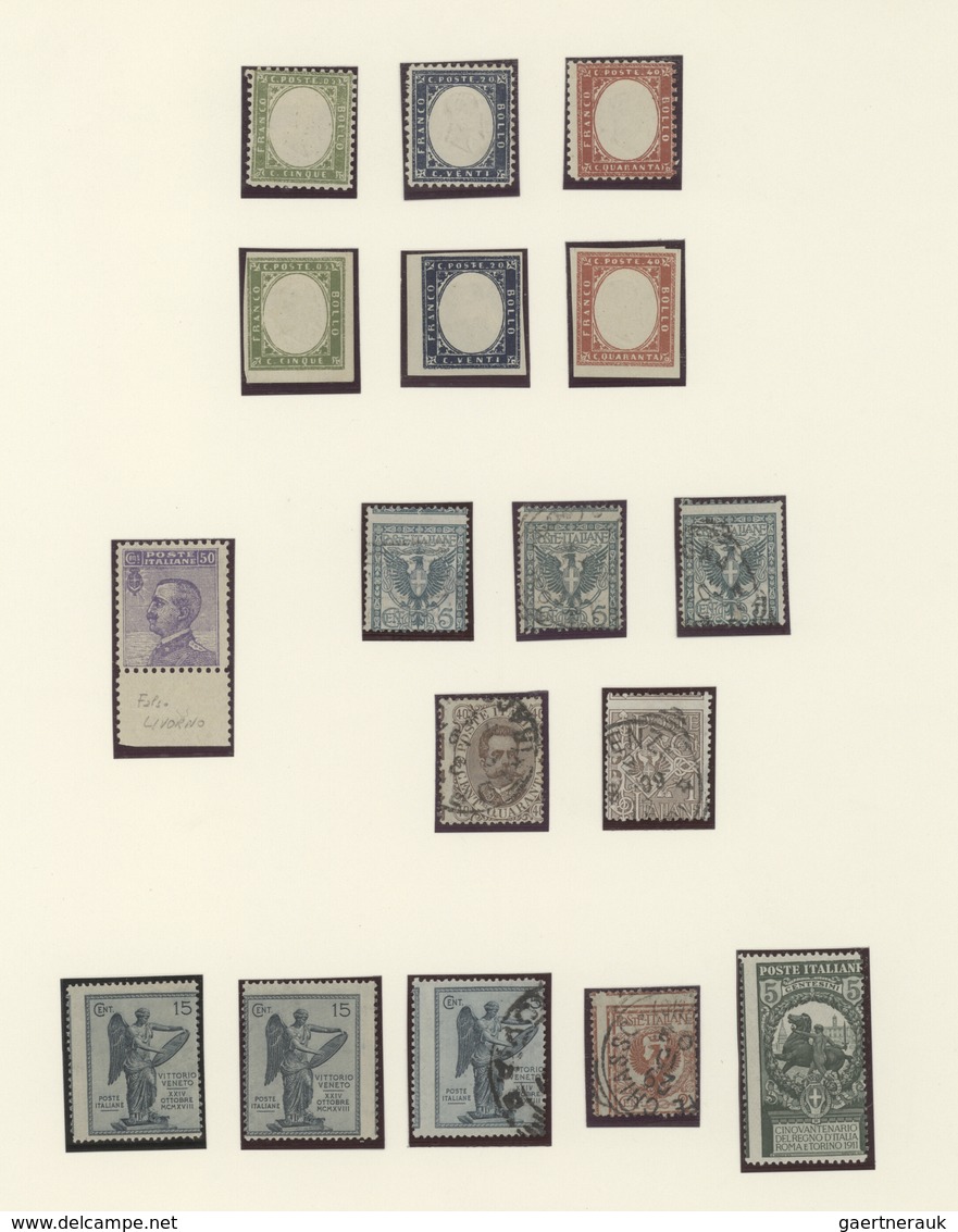 Italien: 1861/1955, SPECIALITIES/VARIETIES, Collection Of Apprx. 90 Stamps On Album Pages, Showing G - Sammlungen