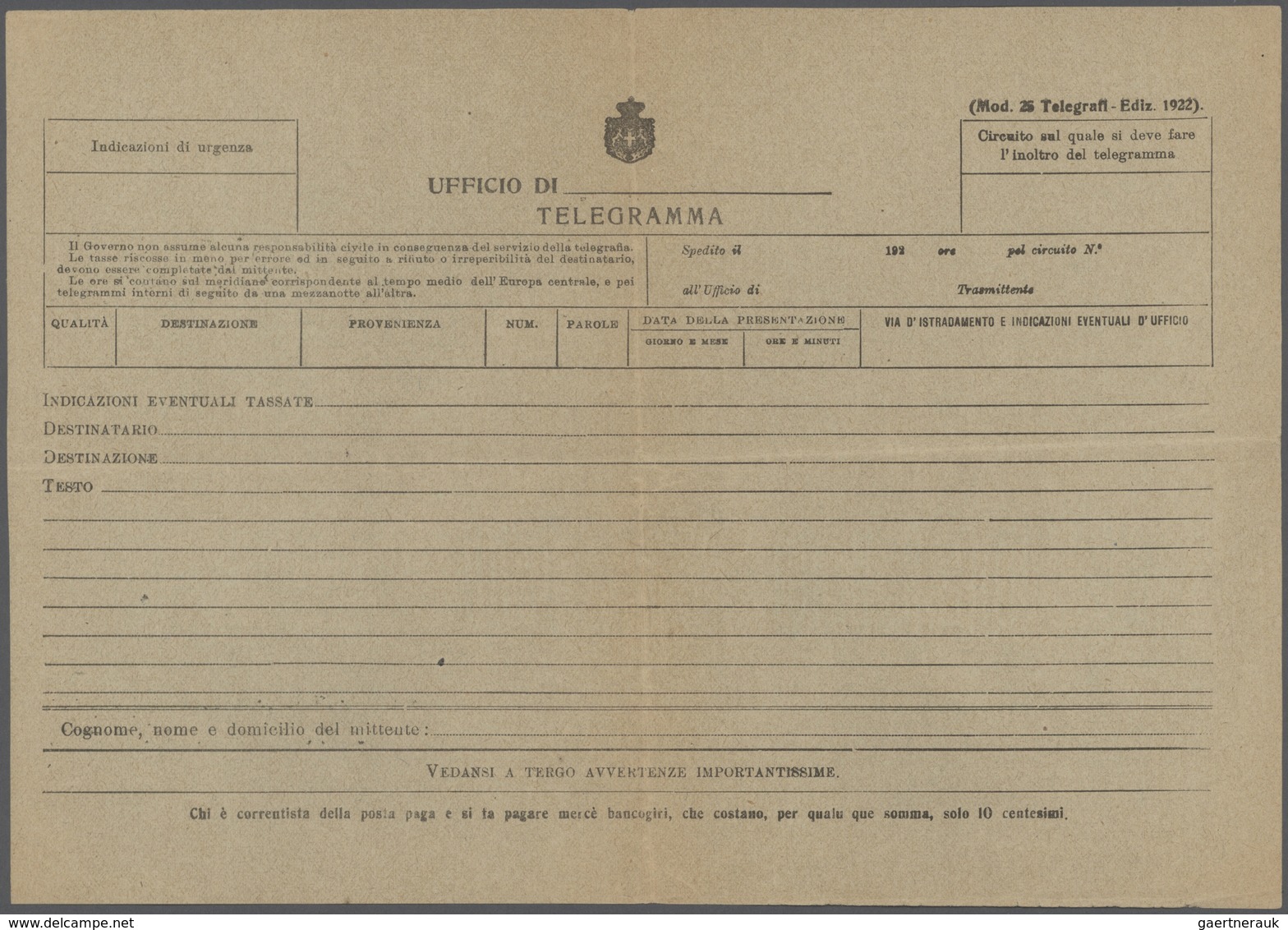 Italien: 1862/1980 (ca.), Telegrafie, Sammlung Mit Rund 40 Belegen, Ab Formular Für Die Aufgabe Eine - Sammlungen