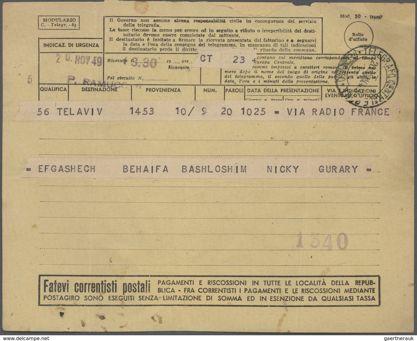 Italien: 1862/1980 (ca.), Telegrafie, Sammlung Mit Rund 40 Belegen, Ab Formular Für Die Aufgabe Eine - Sammlungen