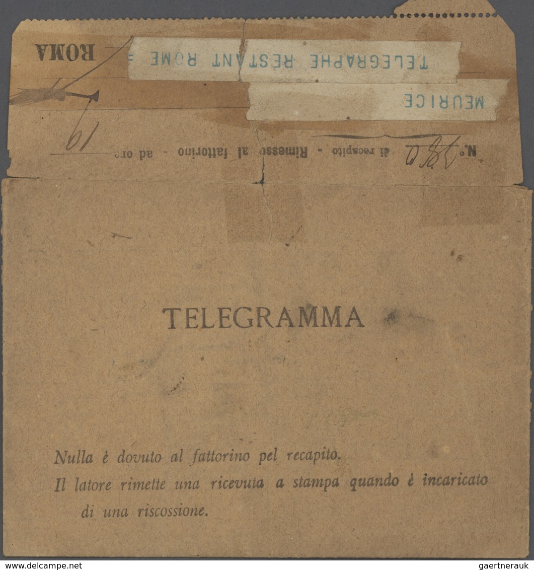 Italien: 1862/1980 (ca.), Telegrafie, Sammlung mit rund 40 Belegen, ab Formular für die Aufgabe eine