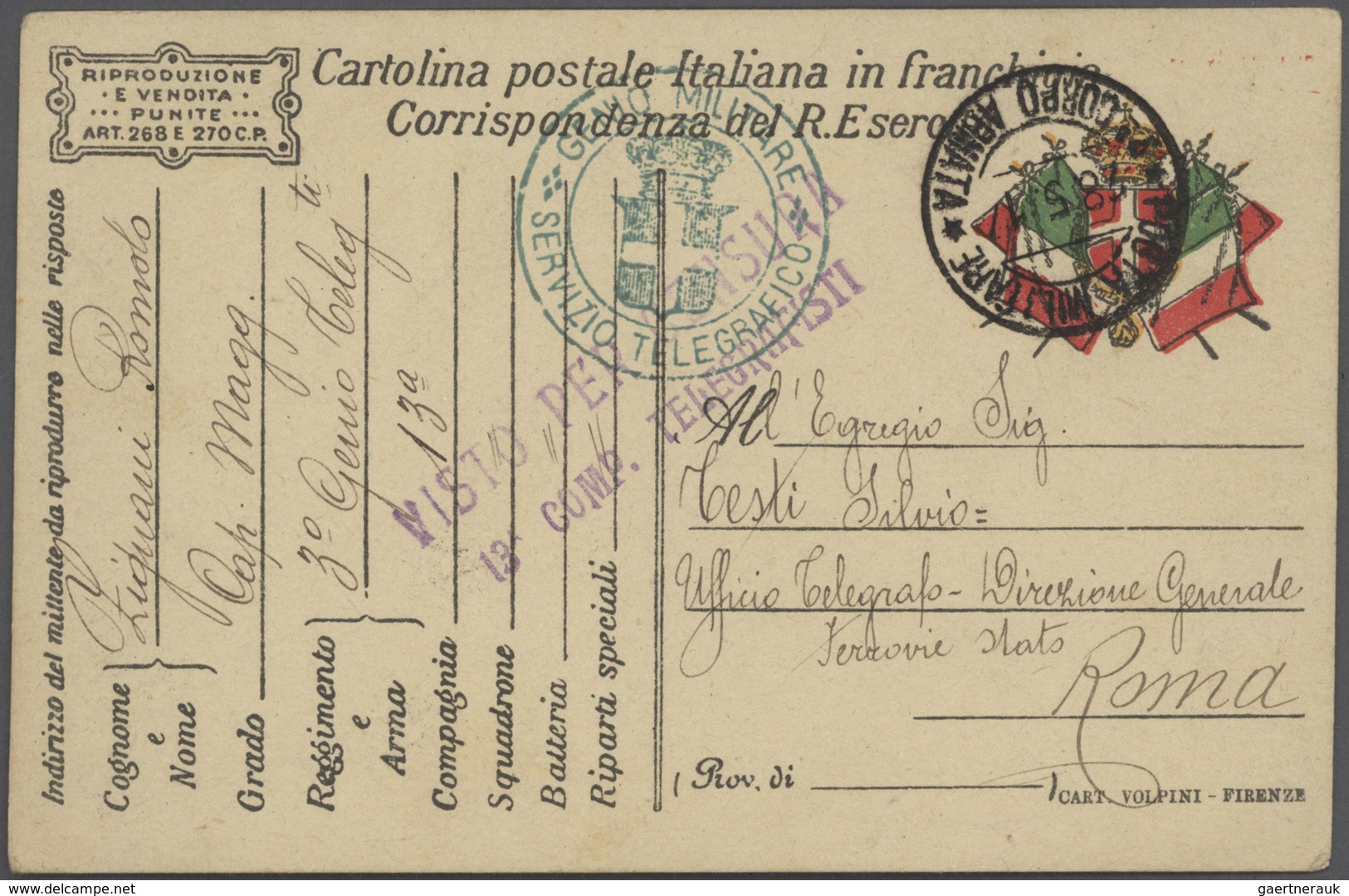 Italien: 1862/1980 (ca.), Telegrafie, Sammlung mit rund 40 Belegen, ab Formular für die Aufgabe eine