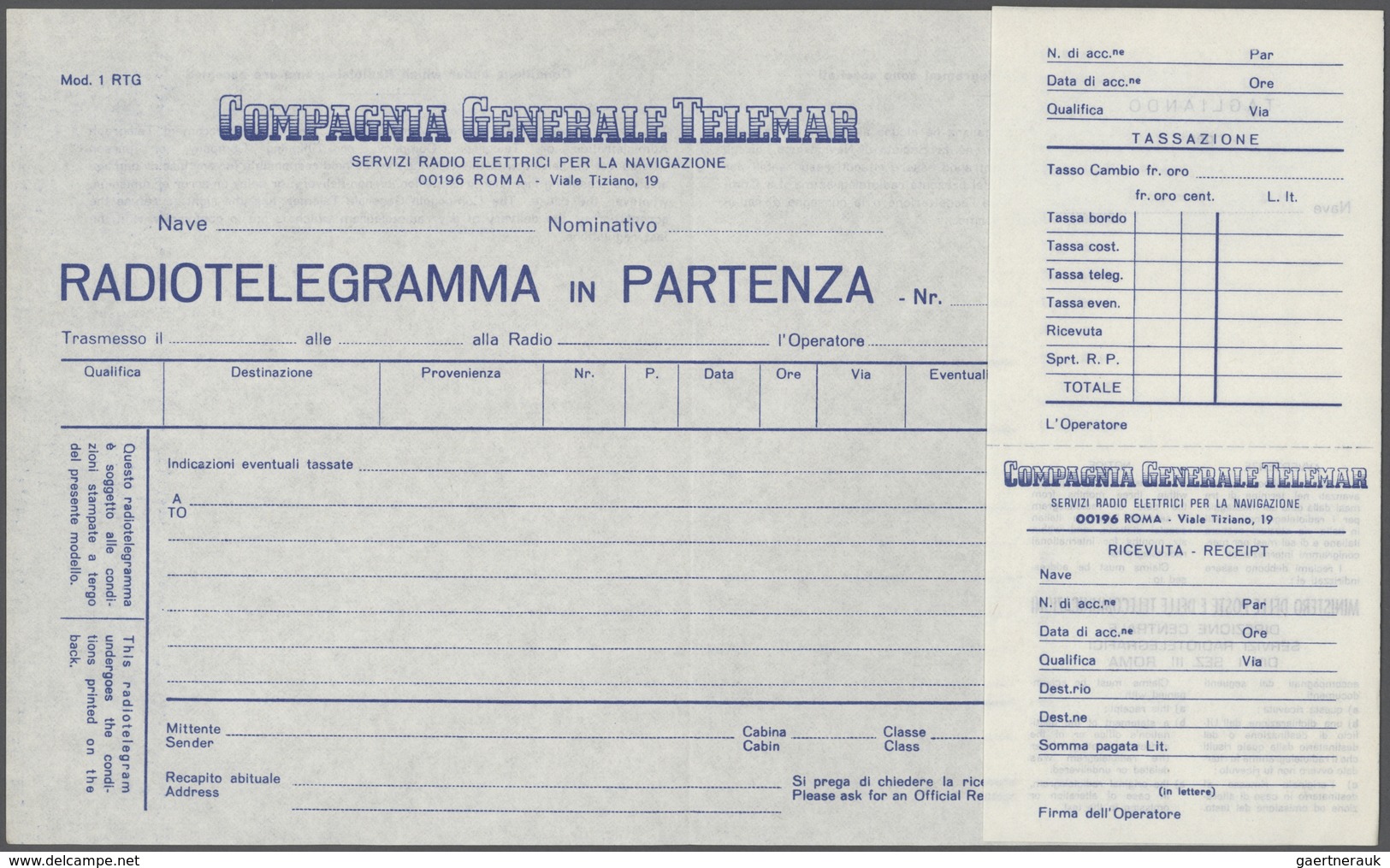 Italien: 1862/1980 (ca.), Telegrafie, Sammlung mit rund 40 Belegen, ab Formular für die Aufgabe eine