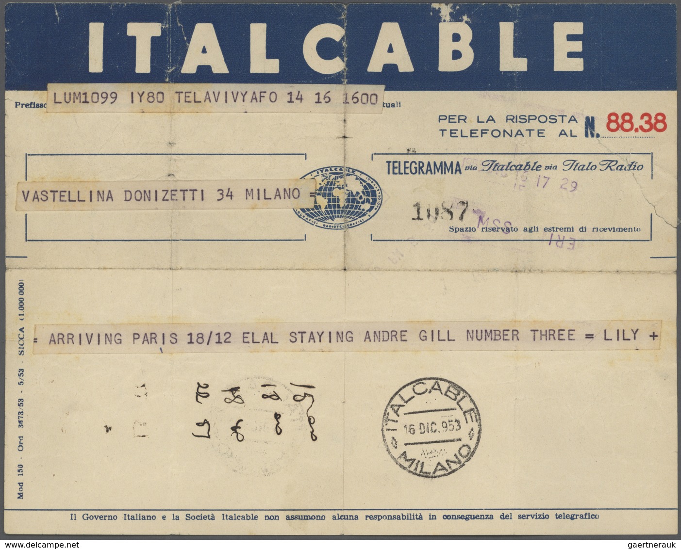 Italien: 1862/1980 (ca.), Telegrafie, Sammlung mit rund 40 Belegen, ab Formular für die Aufgabe eine