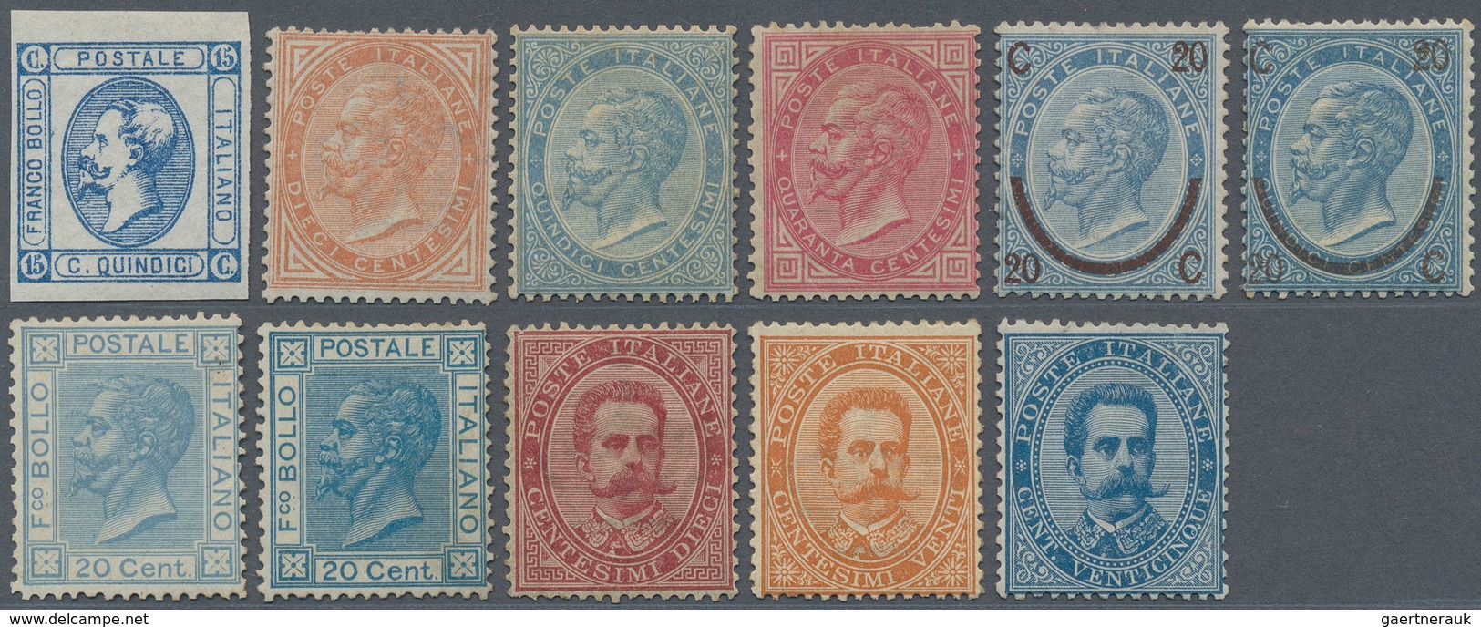 Italien: 1863/1879, Lot Of Eleven Better Unused Stamps: Sass. Nos. 12, L17, L18, L20, 23a, 25, L26, - Sammlungen