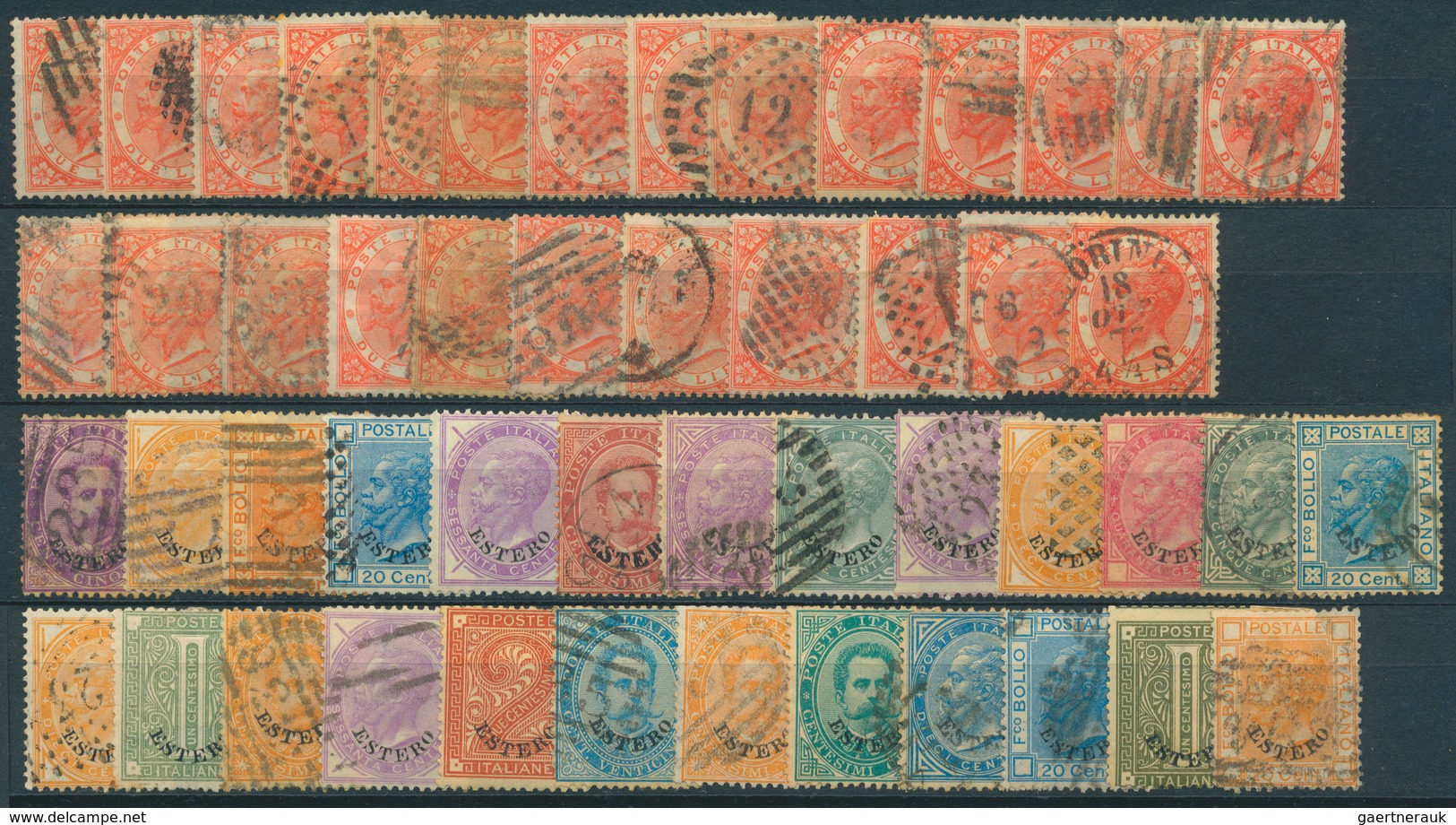 Italien: 1863/1888, Gestempeltes Lot Mit 25 Werten 2 Lire Orange (Sass.Nr. 22 - Diese Alleine 3.750, - Sammlungen