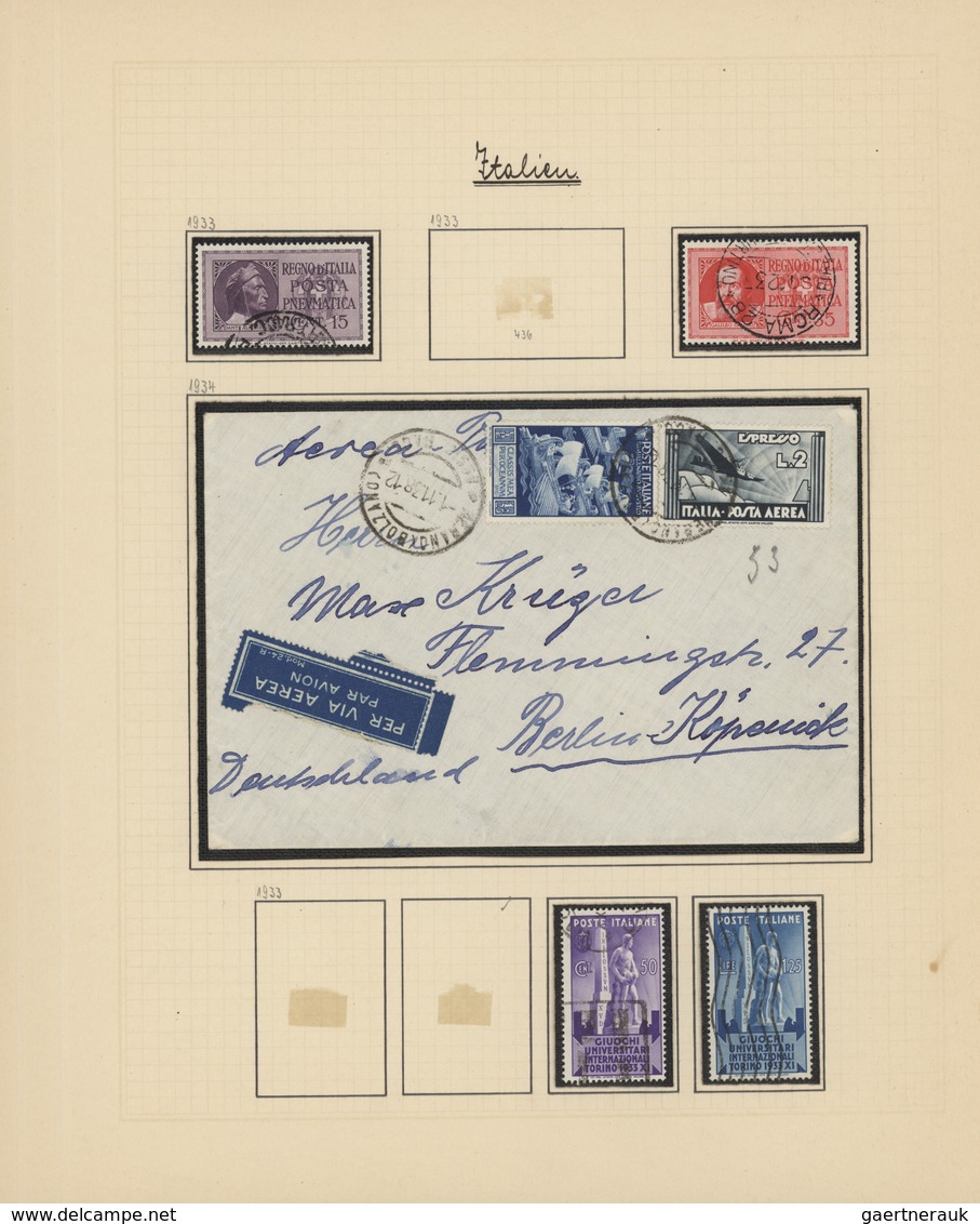 Italien: 1863/1938, Used Collection On Album Pages With Many Interesting Issues, Definitive Sets Up - Sammlungen