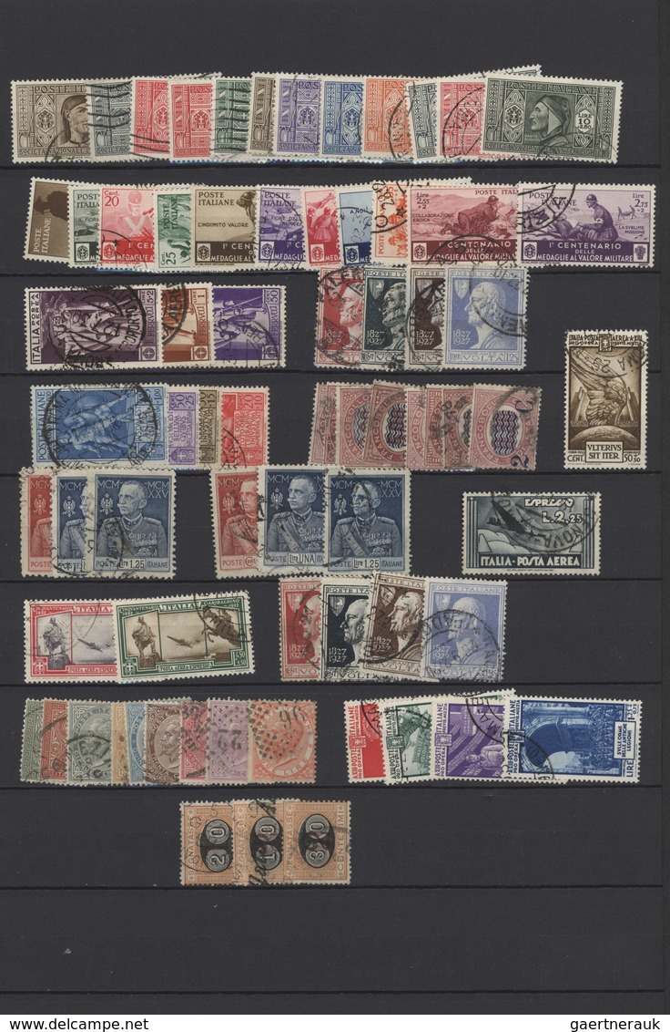 Italien: 1863/1941, Used Assortment Of Apparently Only Complete Issues Incl. Better Sets Like Sass. - Sammlungen