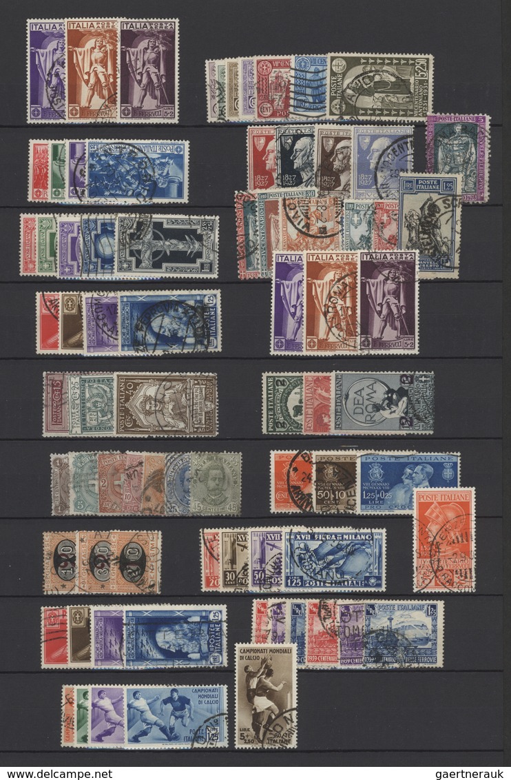 Italien: 1891/1939, Used Assortment Of Apparently Only Complete Issues Incl. Better Sets Like Sass. - Sammlungen