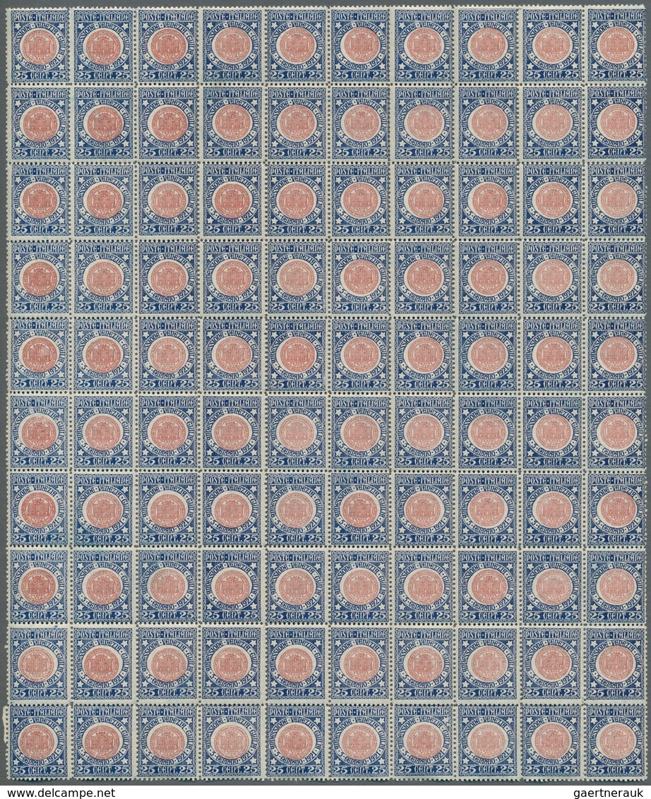 Italien: 1921, "Annessione Della Venezia Giulia" Complete Set Of 3 Values, Each In 7 Complete Sheets - Sammlungen