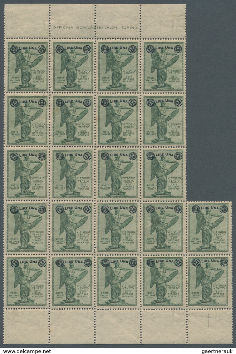 Italien: 1924, Overprinted Issue Complete Set Of 4 Values, Each In 12 Blocks And Over 110 Complete S - Sammlungen