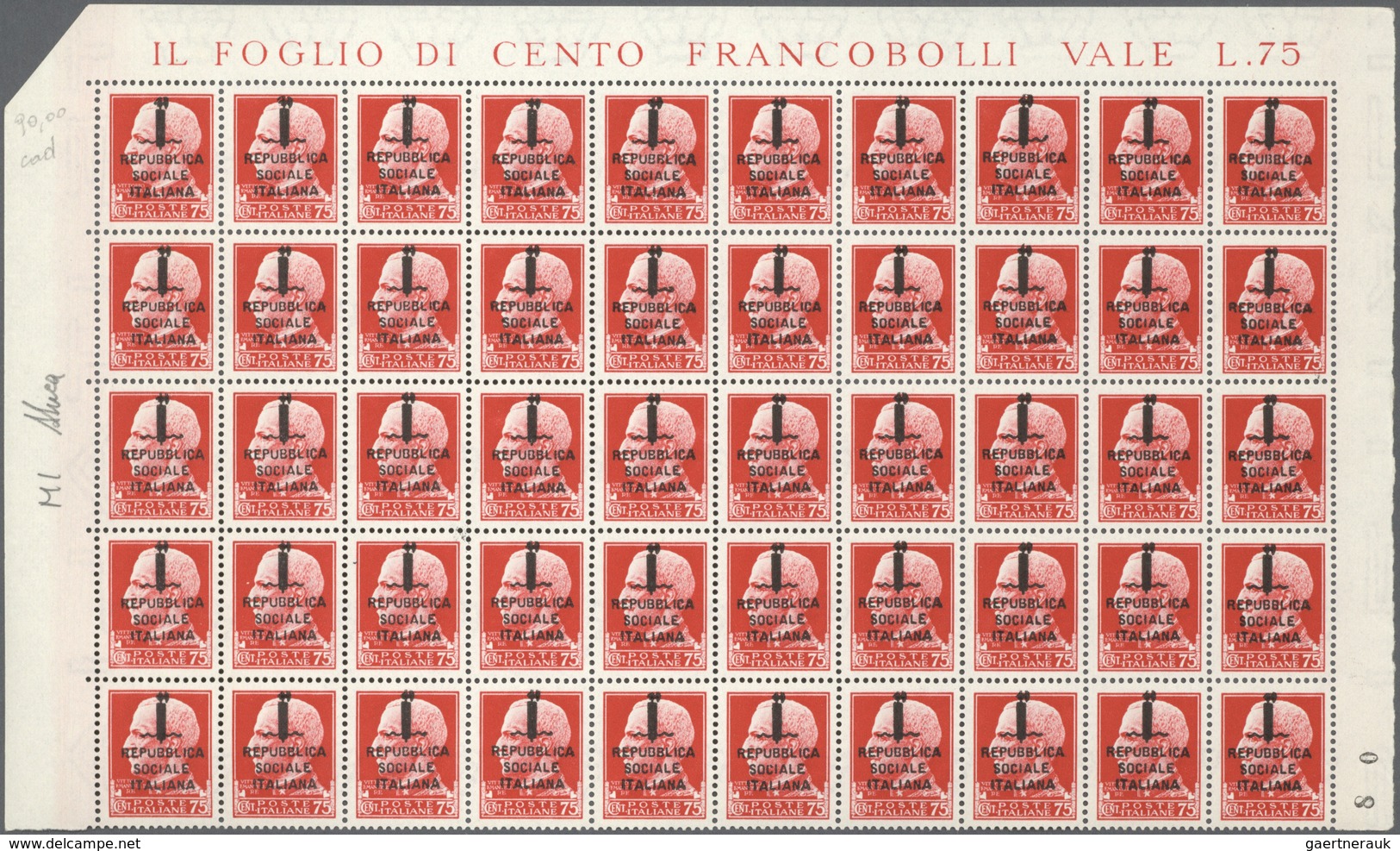 Italien: 1944, SOCIAL REPUBLIC and NATIONAL GUARD OVERPRINTS, very comprehensive lot with multiples