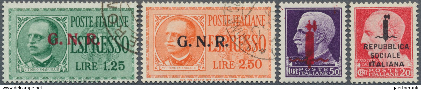 Italien: 1944/1945, Chiefly Mint Lot Of Repubblica Sociale And G.N.R. Overprints, Also Piacenza Loca - Sammlungen