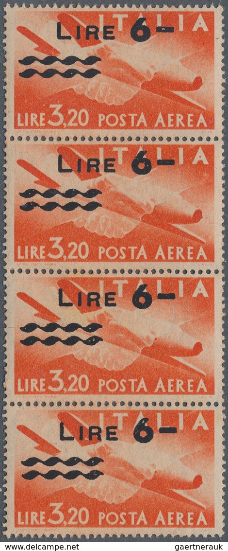 Italien: 1947, Airmail Stamp 3.20l. Red-orange (airplane Caproni-Campin: N-1) Surch. 'LIRE 6-' With - Sammlungen