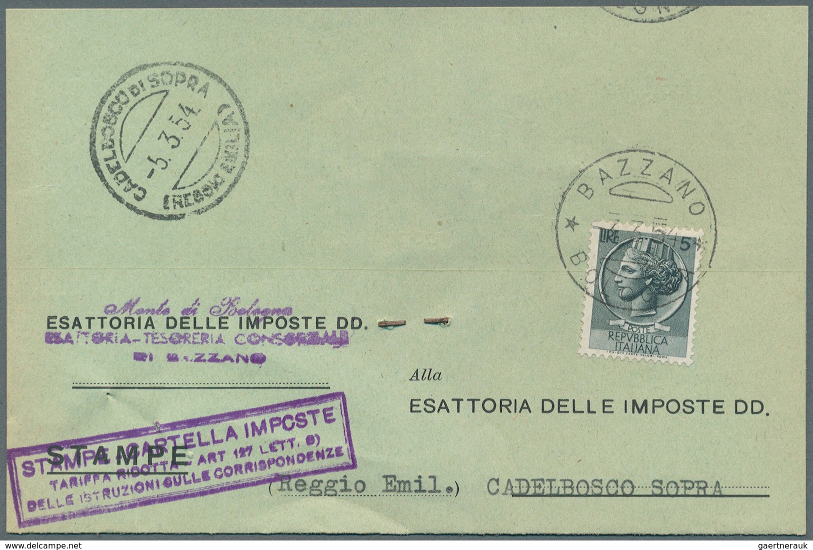 Italien: 1950/1980 (ca) 70 Letters/post Cards/Avisio Der Reception/Printed Matter/ ... All Single Fr - Sammlungen