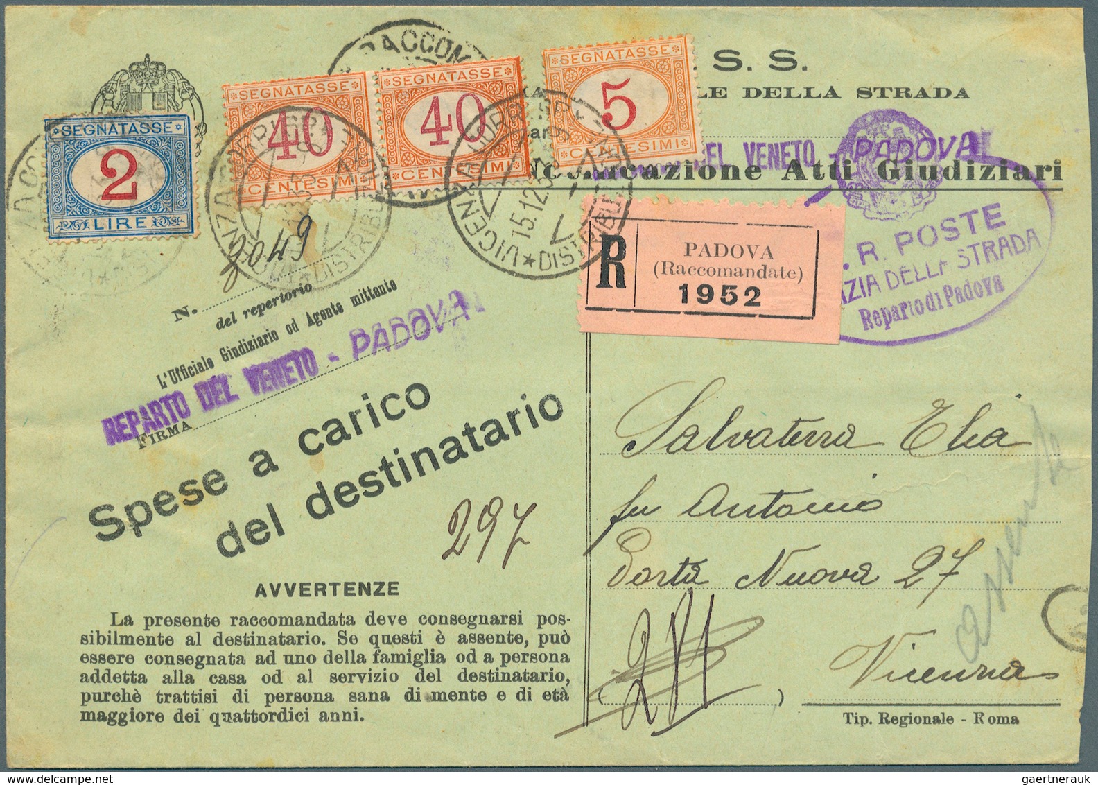 Italien - Portomarken: 1883/1970 (ca) 80+ covers with porto stamps - a huge part of them "used as re