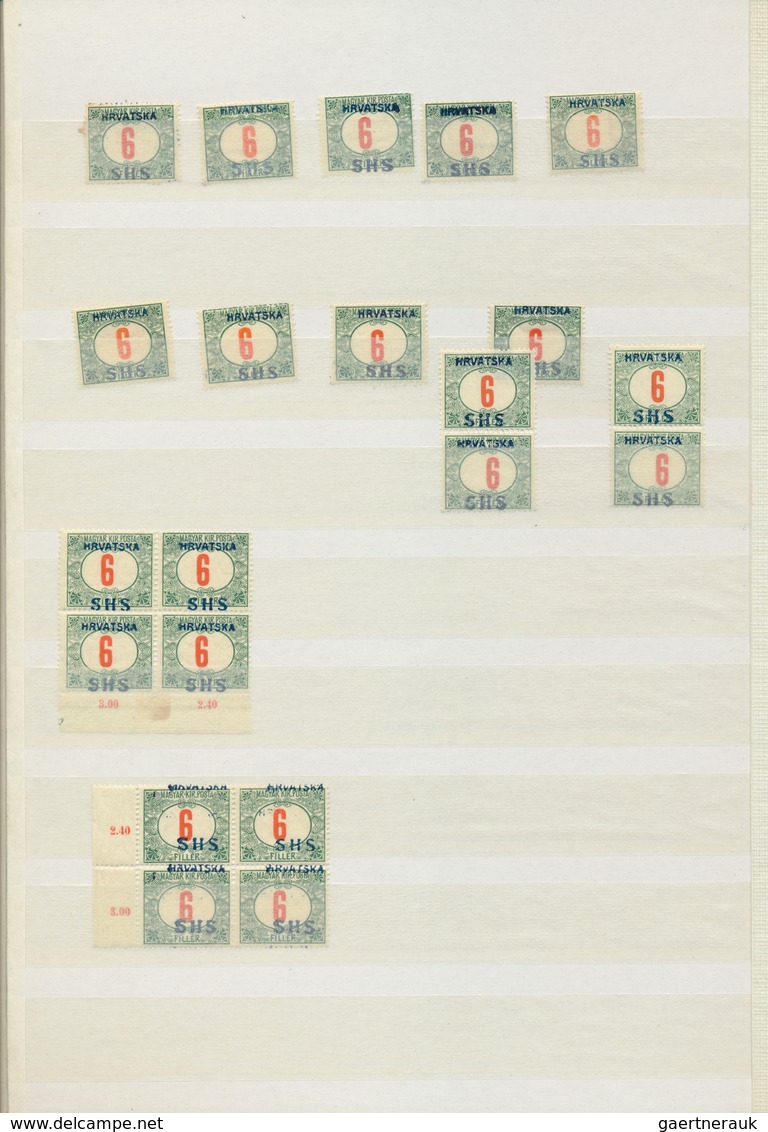 Jugoslawien: 1918, Issues for Croatia, SHS overprints on Hungary, comprising apprx. 1.600 stamps inc