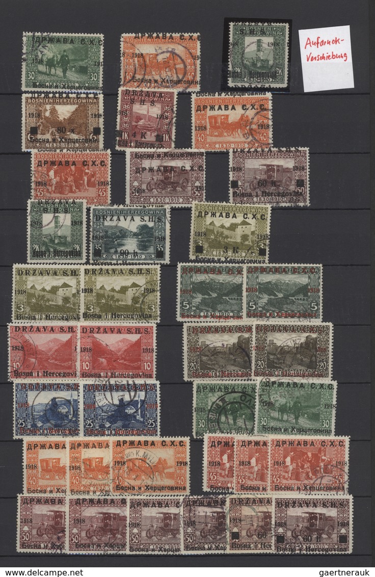 Jugoslawien: 1918, Specialised Assortment/collection Of The 1st Overprint Issue (Michel Nos. 1/16 Ex - Briefe U. Dokumente