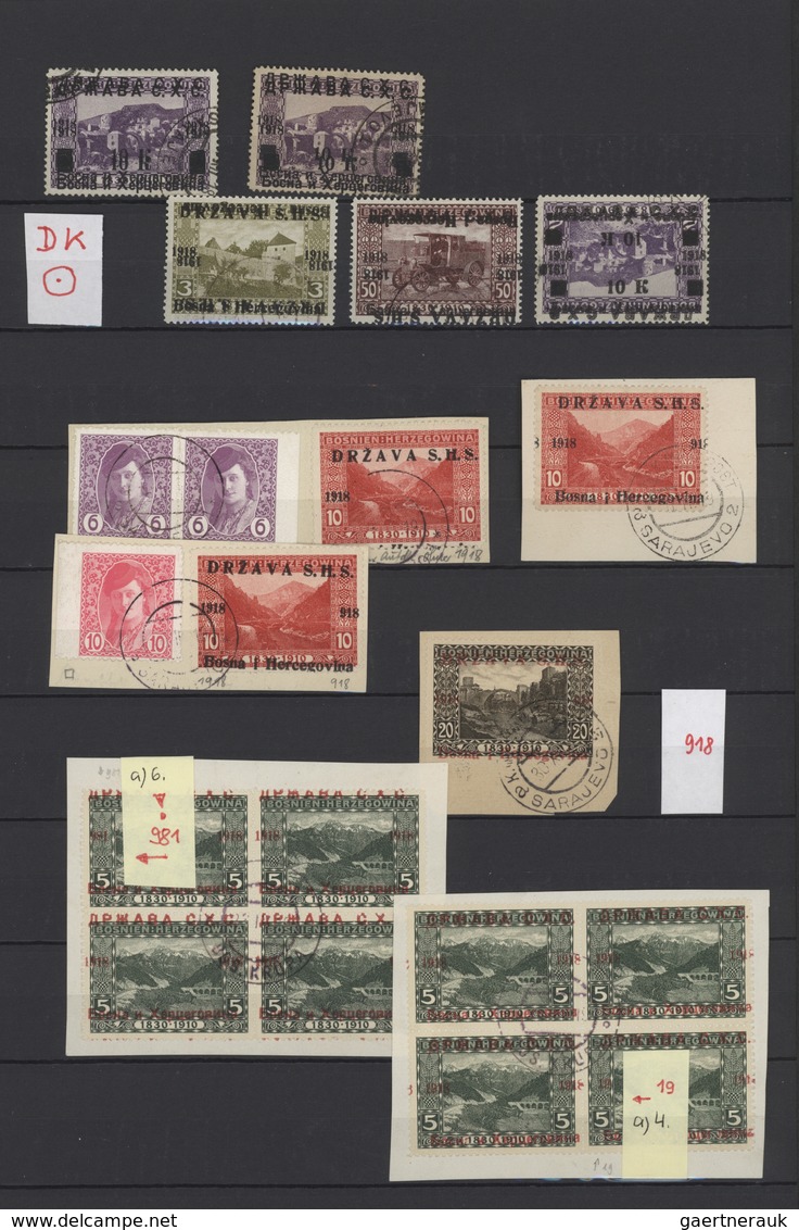 Jugoslawien: 1918, Specialised Assortment/collection Of The 1st Overprint Issue (Michel Nos. 1/16 Ex - Briefe U. Dokumente