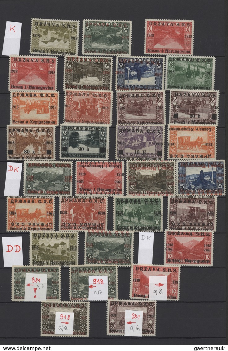 Jugoslawien: 1918, Specialised Assortment/collection Of The 1st Overprint Issue (Michel Nos. 1/16 Ex - Briefe U. Dokumente