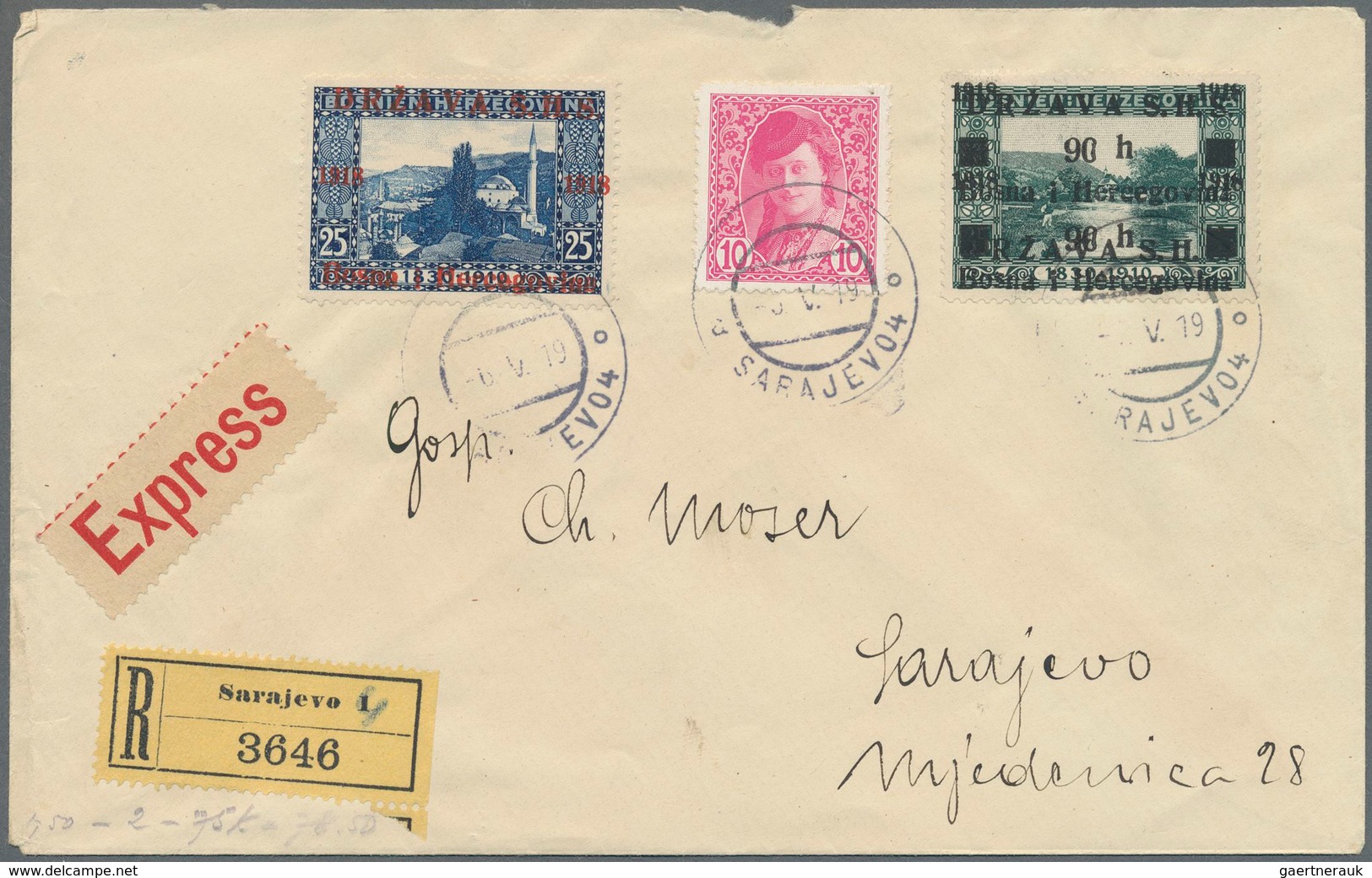 Jugoslawien: 1919, Lot Of 13 Covers Mainly Bearing Overprint Stamps, Incl. Registered And Express Ma - Briefe U. Dokumente