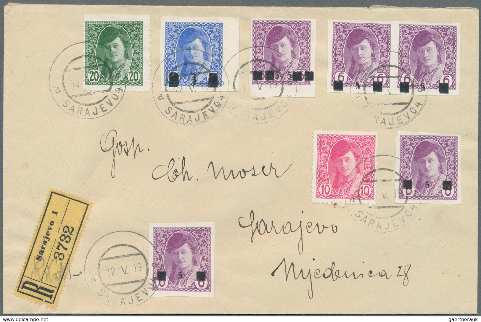 Jugoslawien: 1919, Lot Of 13 Covers Mainly Bearing Overprint Stamps, Incl. Registered And Express Ma - Briefe U. Dokumente