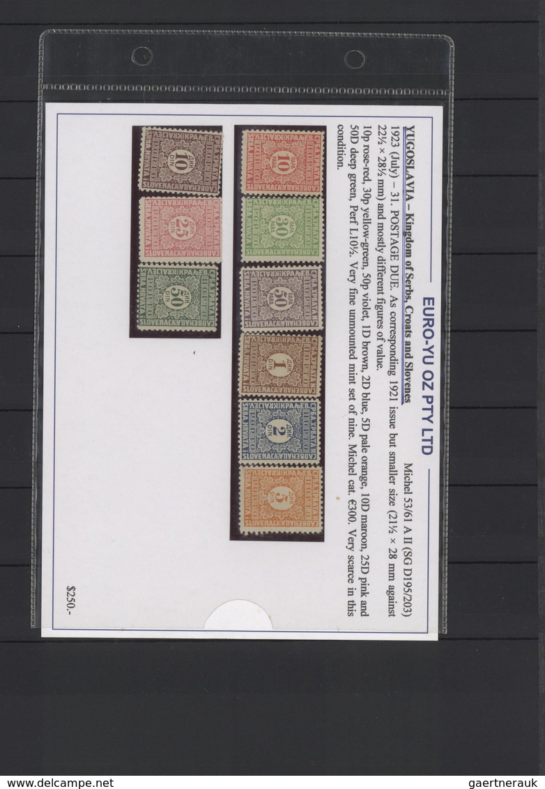 Jugoslawien: 1921/1941, A Splendid U/m Collection In A Stockbook, Apparently Complete Incl. 1923 Def - Covers & Documents