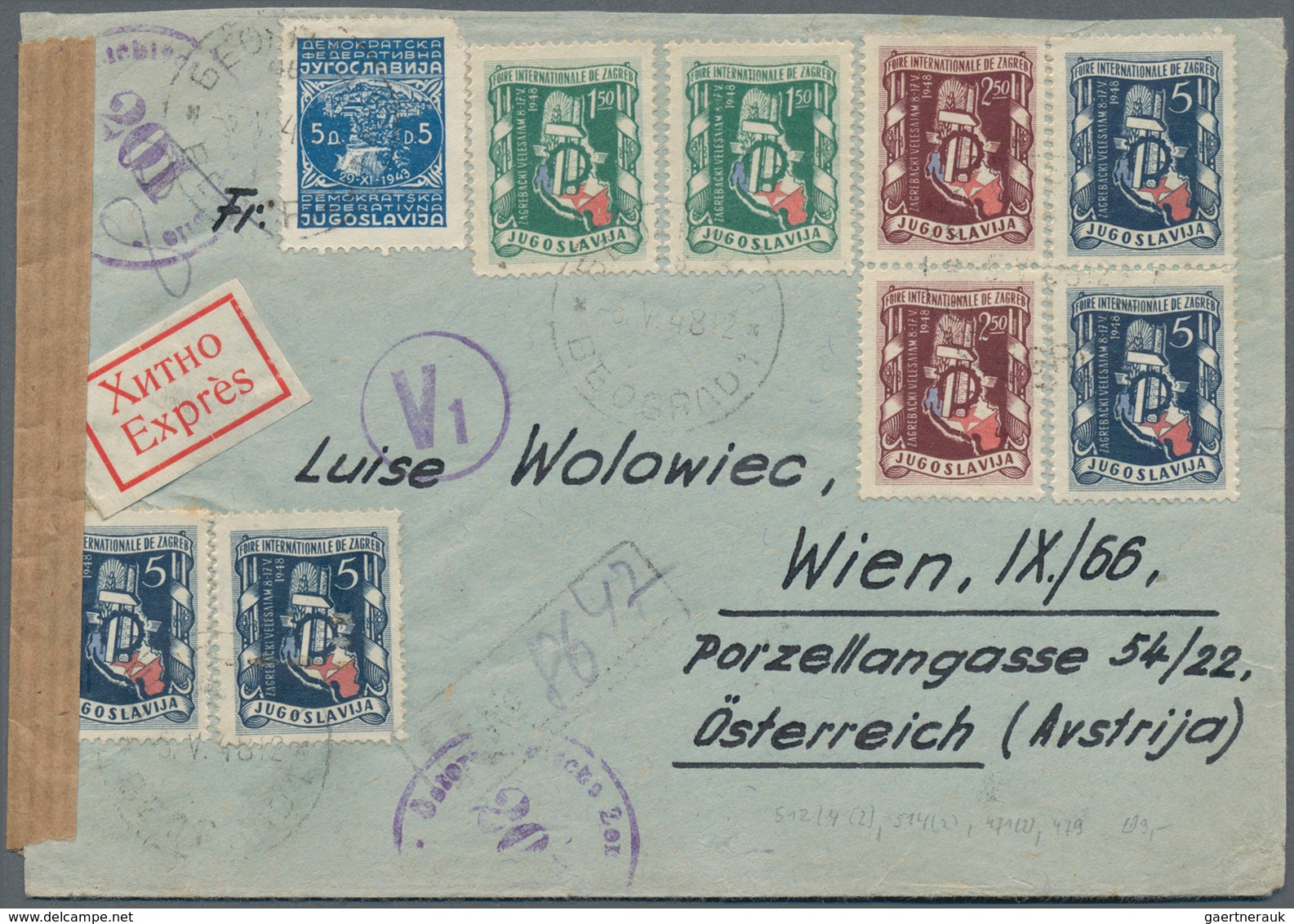 Jugoslawien: 1943/1951, Lot Of 20 Documents With Better Frankings And Use E.g. Registered, Airmail, - Briefe U. Dokumente