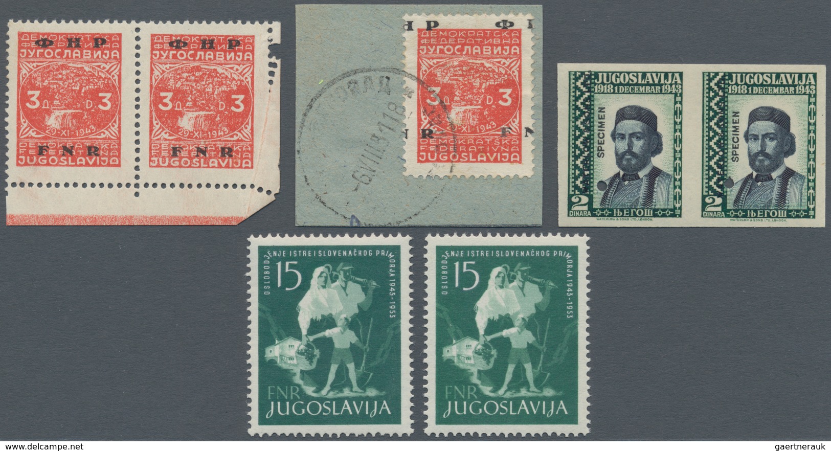 Jugoslawien: 1943/1956, Specialised Assortment On Retail Cards, Comprising Definitives And Commemora - Briefe U. Dokumente