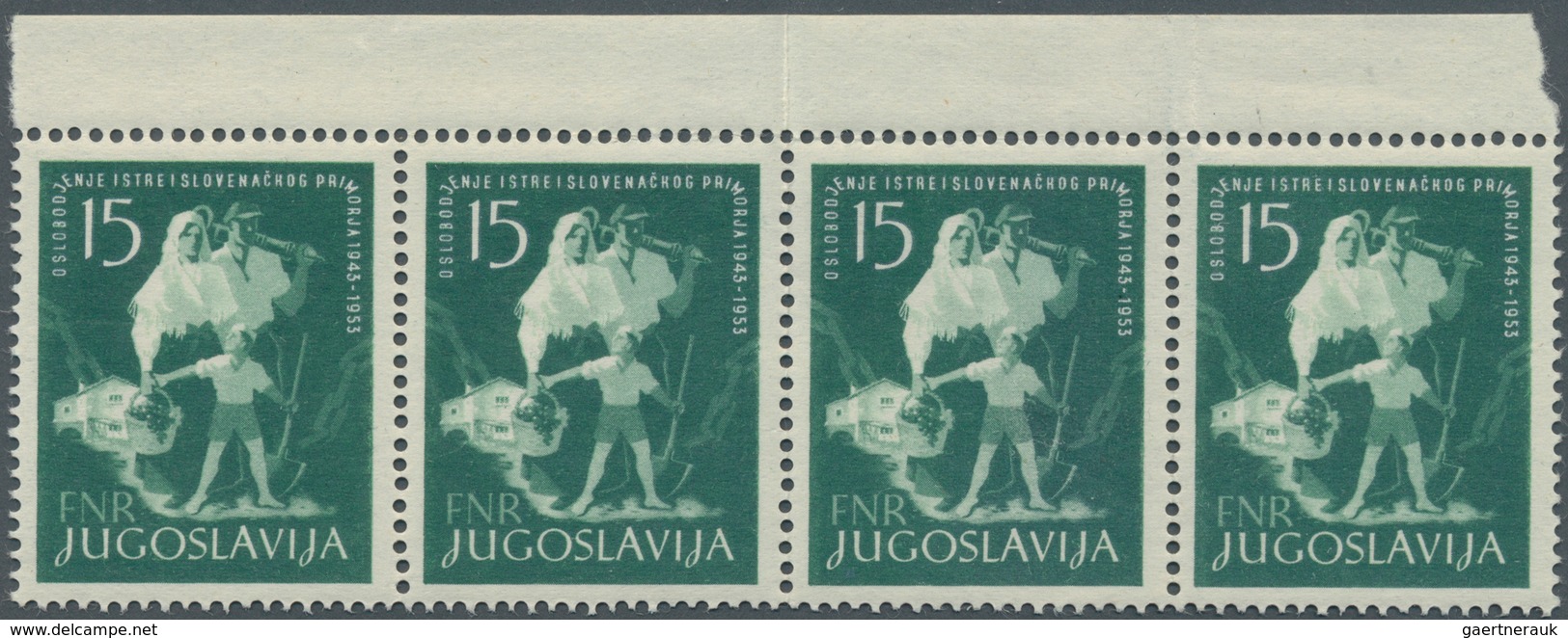 Jugoslawien: 1953, Befreiung Istriens Und Der Slowenischen Küste 15 Din. Grün Als Anlagebestand Mit - Briefe U. Dokumente