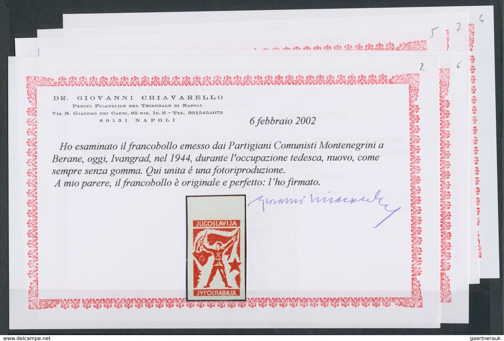 Jugoslawien - Besonderheiten: 1944, BERANE: Local Stamp Issue For The Montenegrin Communist Partisan - Sonstige & Ohne Zuordnung