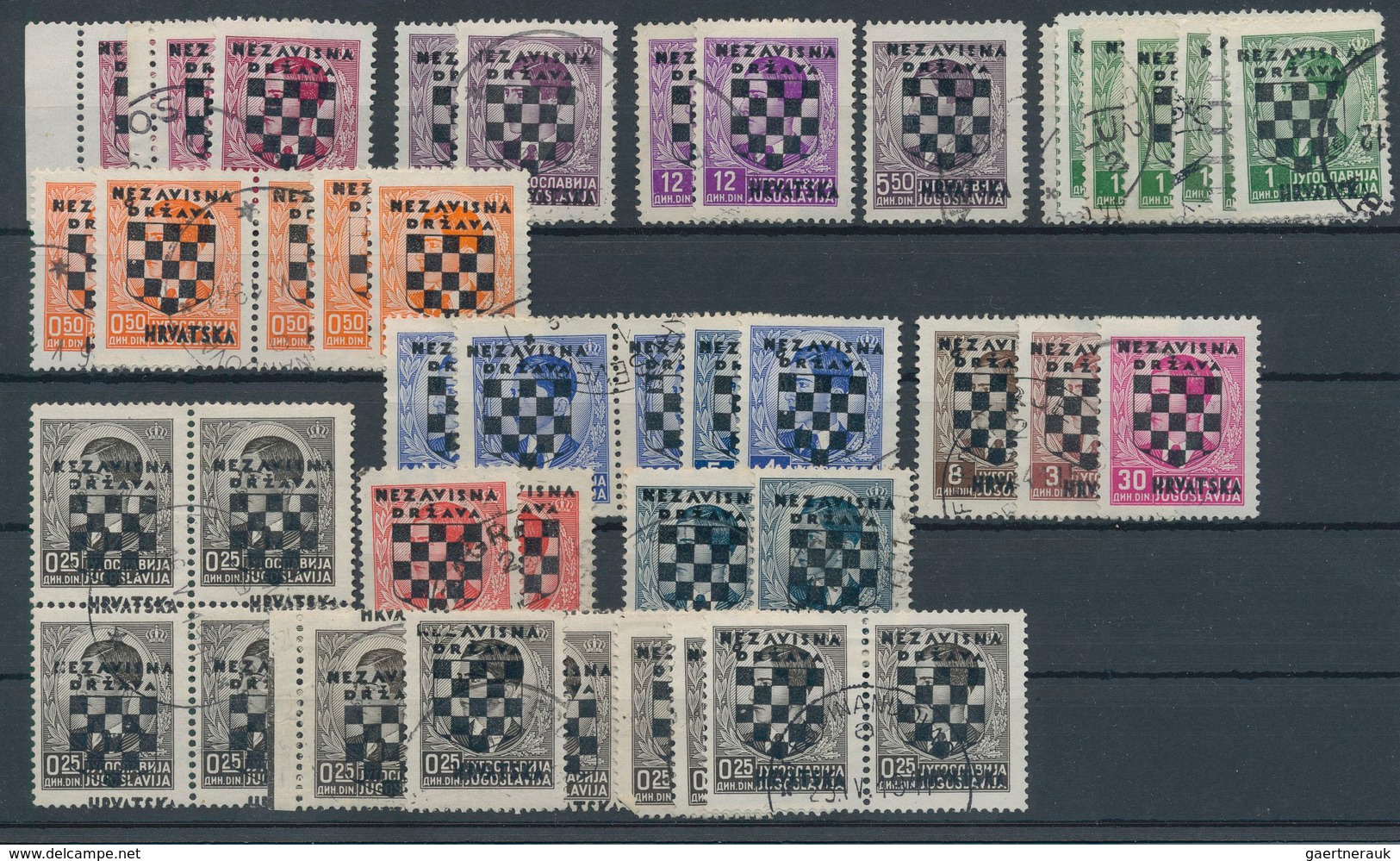 Kroatien: 1941, Compilation Of Various Plate Errors On No. 9/23. A Total Of 45 Stamps. Besides Plate - Kroatien