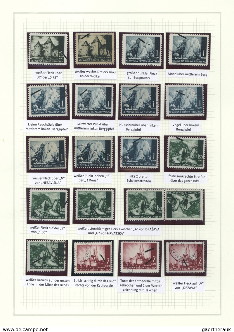 Kroatien: 1941, Landscapes 58 Stamped Stamps On 4 Album Pages. 0.25K, 0.50K, 0.75K, 2K, 7K In Vertic - Kroatien