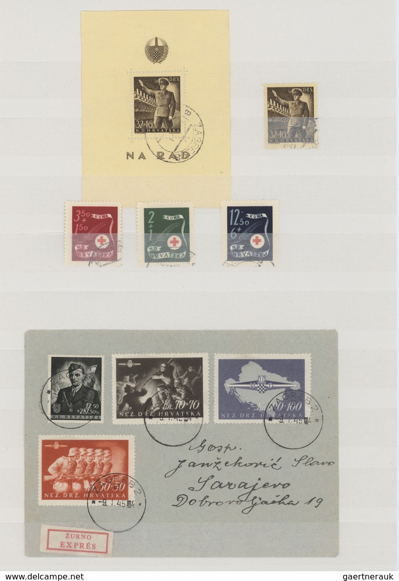 Kroatien: 1941/1945, Used Collection In A Stockbook, Apparently Excl. 3rd Overprint Set And Storm Tr - Kroatien