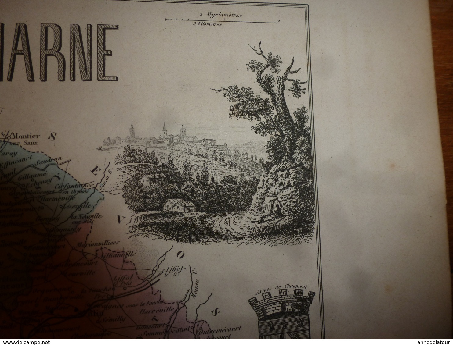 1880 Hte MARNE  (Chaumont Langres,Vassy,Doulevant,Arc,Andelot,Joinville,etc) Carte Géo-Descriptive: Edit Migeon,géograph - Geographische Kaarten