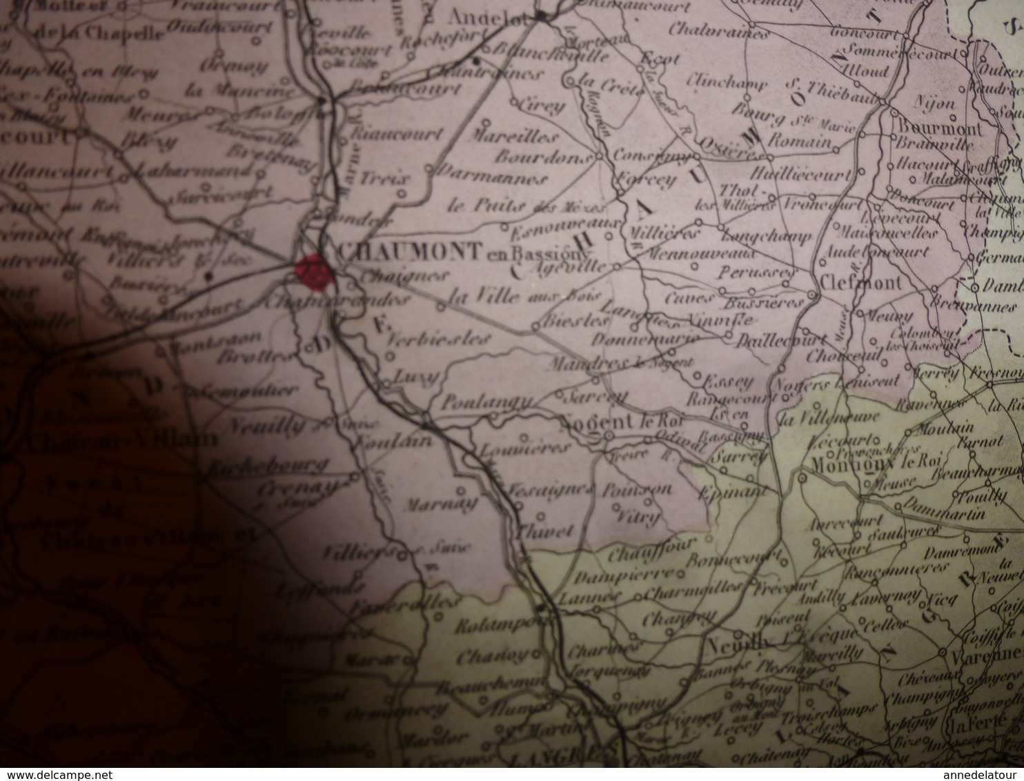 1880 Hte MARNE  (Chaumont Langres,Vassy,Doulevant,Arc,Andelot,Joinville,etc) Carte Géo-Descriptive: Edit Migeon,géograph