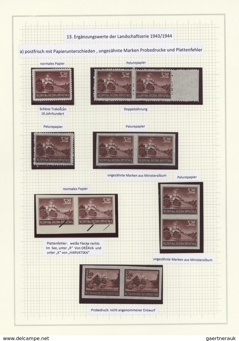 Kroatien: 1943/44, Landscapes 3.50 K. And 12.50 K. Compilation Of 38 Stamps With Plate Flaws, Differ - Kroatien