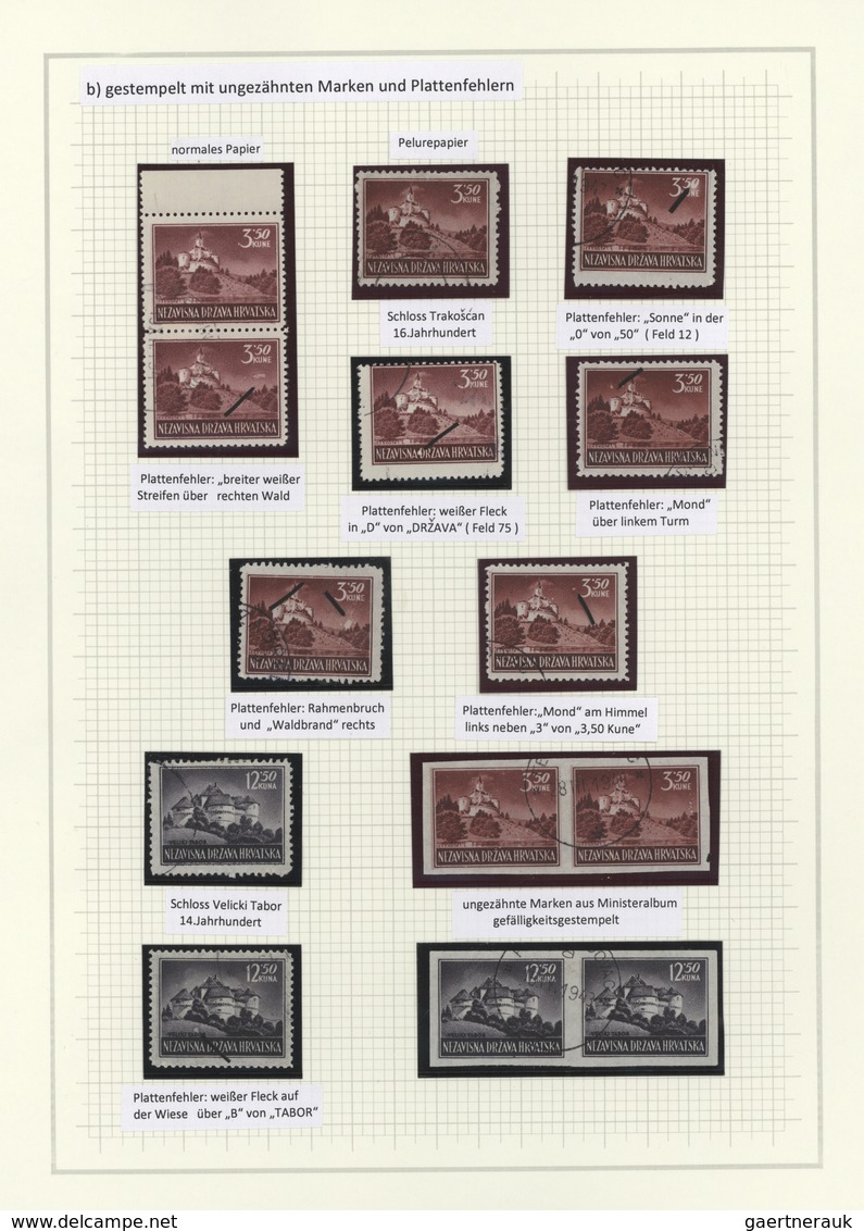 Kroatien: 1943/44, Landscapes 3.50 K. And 12.50 K. Compilation Of 38 Stamps With Plate Flaws, Differ - Kroatien