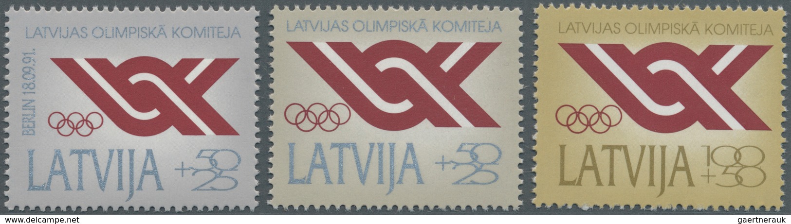 Lettland: 1992, National OLYMPIC Committee Set Of Three In A Lot With About 2.600 Complete Sets Most - Lettland