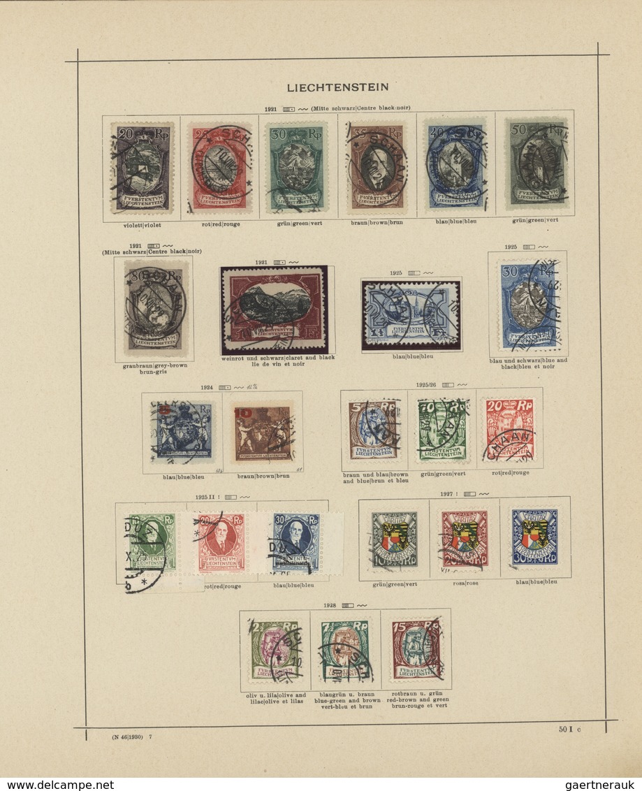 Liechtenstein: 1912/1970, Saubere, Meist Gestempelte Sammlung Auf Alten Schaubek-Vordrucken, Ab Der - Sammlungen