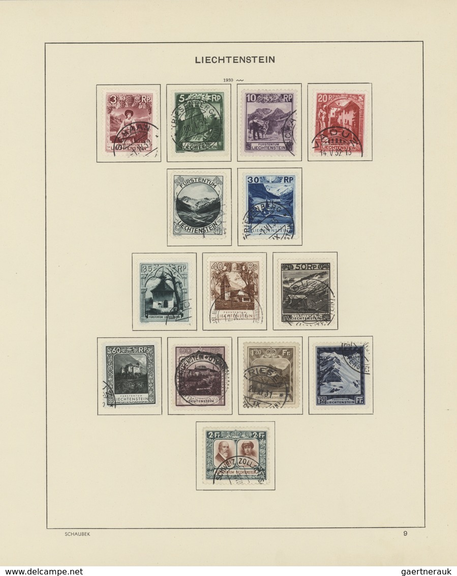 Liechtenstein: 1912/1999, Saubere Gestempelte Sammlung Im Schaubek-Vordruckalbum, In Den Hauptnummer - Sammlungen