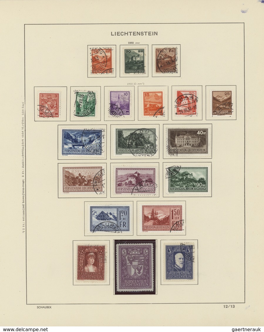 Liechtenstein: 1912/1999, Saubere Gestempelte Sammlung Im Schaubek-Vordruckalbum, In Den Hauptnummer - Sammlungen