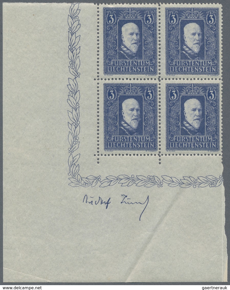 Liechtenstein: 1921/1934, Postfrische Partie Mit MiNr. 45/52 (gemischte Zähnung), 53/60, 141 Im Vier - Sammlungen